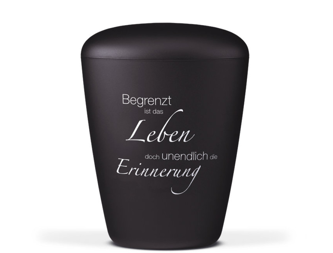 Naturstoffurne, Anthrazit Velours, Trauertext Nr. 9