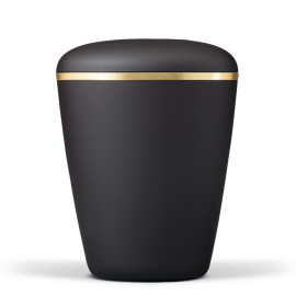Naturstoffurne, Anthrazit Velours, Goldband gebürstet