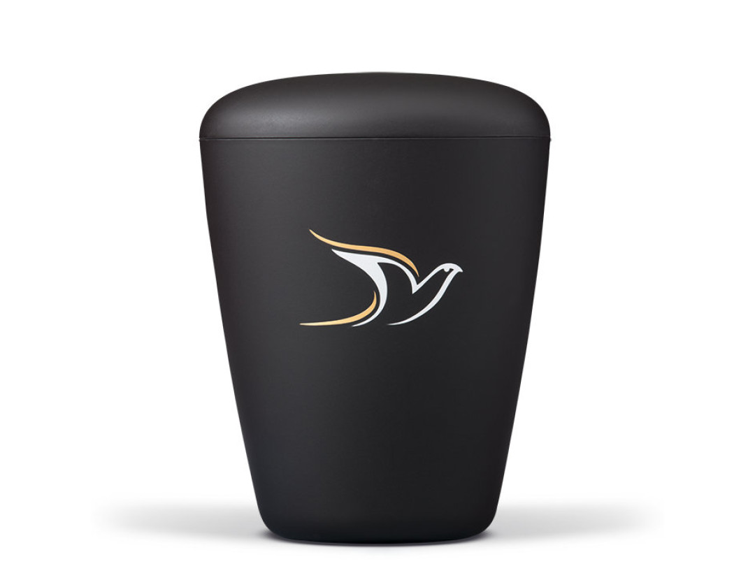 Naturstoffurne, Anthrazit Velours, Taube Gold/Weiß