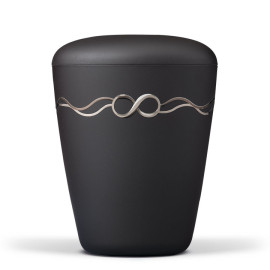 Naturstoffurne, Anthrazit Velours, Dekorband: Unendlichkeit