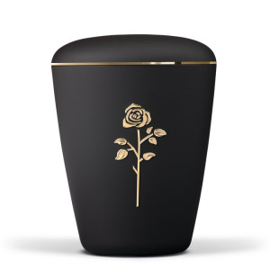 Naturstoffurne, Anthrazit Velours, Rose Stripdome, Goldband