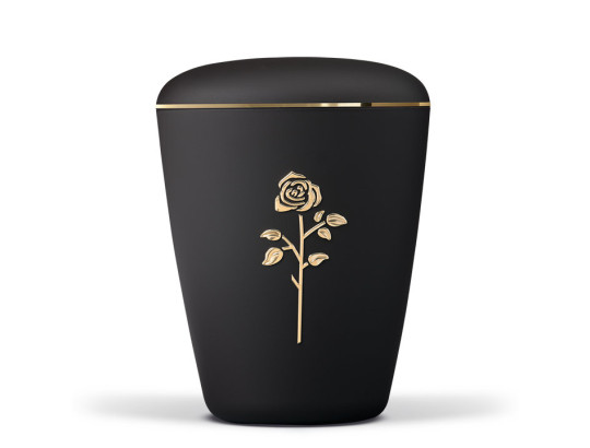 Naturstoffurne, Anthrazit Velours, Rose Stripdome, Goldband