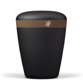 Naturstoffurne, Anthrazit Velours, Dekorband: Braun Ahornblatt