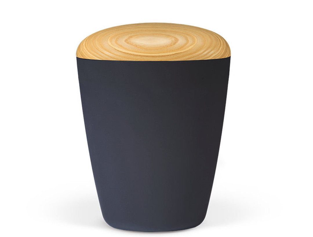 Naturstoffurne, Anthrazit Velours, Holzdeckel Esche geölt