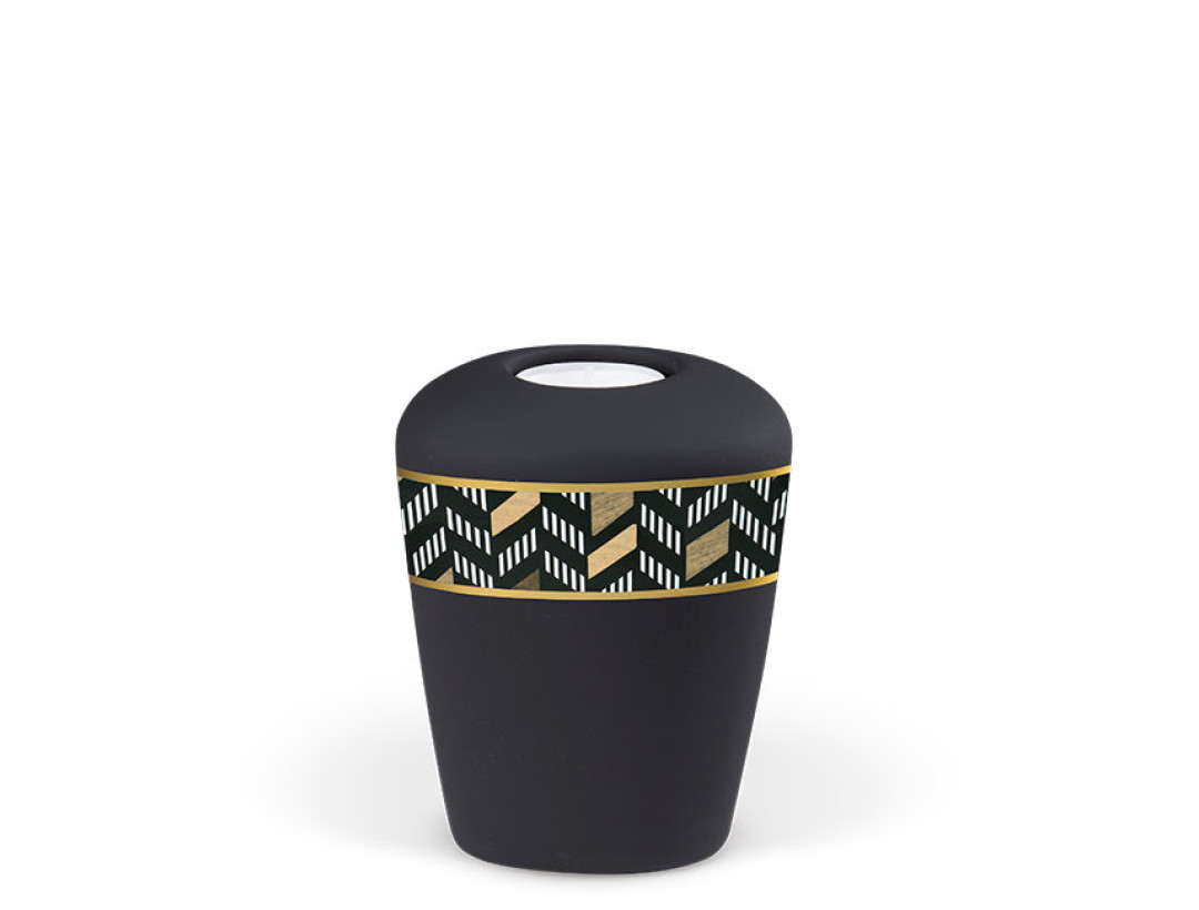 Keramikurne, Anthrazit Velours, Dekorband: Diago Gedenkurne mit Teelicht