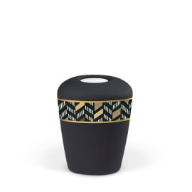 Keramikurne, Anthrazit Velours, Dekorband: Diago Gedenkurne mit Teelicht