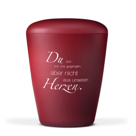 Naturstoffurne, Weinrot Velours, Trauertext Nr. 2