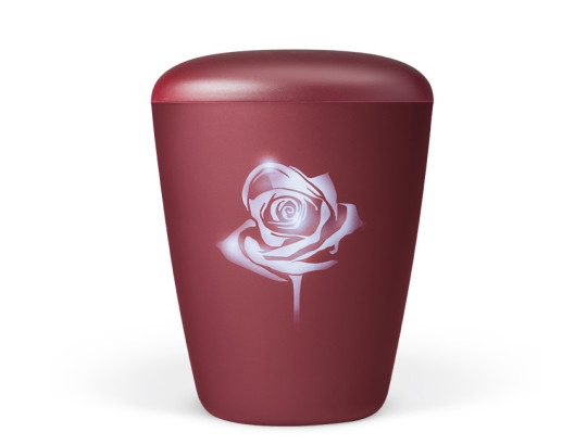 Naturstoffurne, Weinrot Velours, Airbrush: Rose