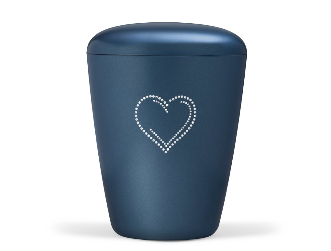 Naturstoffurne, Blau Perlmutt Crystal Elements, Herz