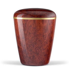 Naturstoffurne, Wurzelholzeffekt Folienbeschichtung, Goldband gebürstet