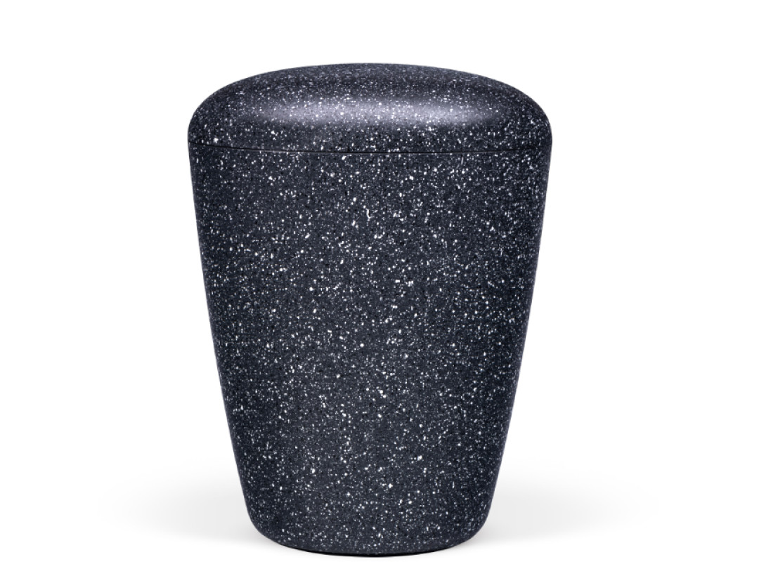 Naturstoffurne, Schwarz/grau, Steinoptik