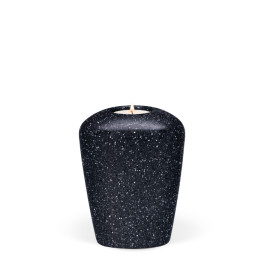 Keramikurne, Schwarz/Grau, Steinoptik, Gedenkurne mit Teelicht