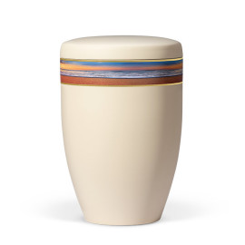 Naturstoffurne, Elfenbein-Beige, Dekorband: Abendstimmung