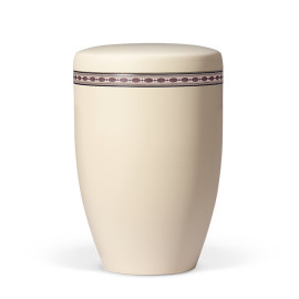 Naturstoffurne, Elfenbein-Beige, Dekor: Intarsien Imitation