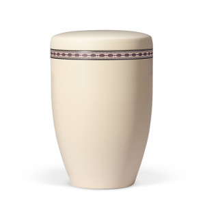 Naturstoffurne, Elfenbein-Beige, Dekor: Intarsien Imitation