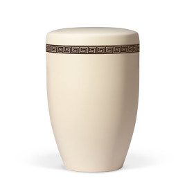 Naturstoffurne, Elfenbein-Beige, Dekor: Mäander Klassisch