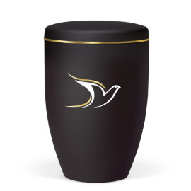 Naturstoffurne, Anthrazit Velours, Taube Gold/Weiß, Goldband