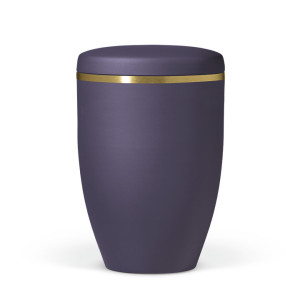 Naturstoffurne, Violett Velours, Goldband gebürstet