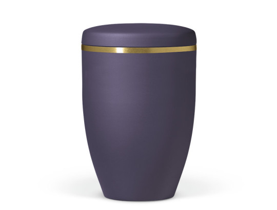 Naturstoffurne, Violett Velours, Goldband gebürstet