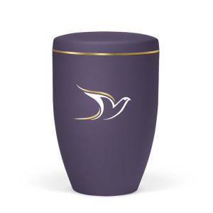 Naturstoffurne, Violett Velours, Taube Gold/Weiß, Goldband