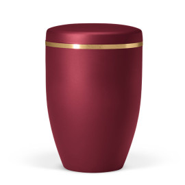Naturstoffurne, Weinrot Velours, Goldband gebürstet