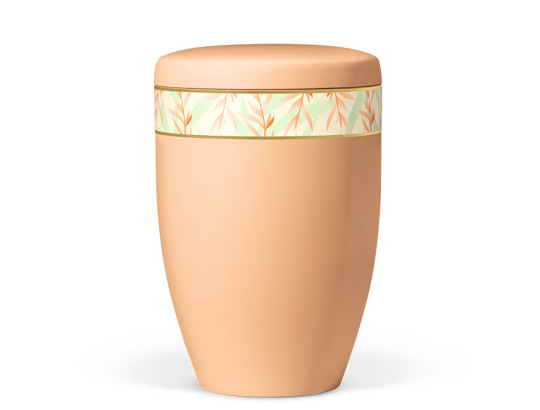 Naturstoffurne, Ockerorange, Dekorband: Floral Farblich