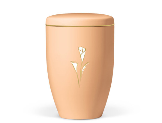 Naturstoffurne, Ockerorange, Calla Gold/Weiß, Goldband