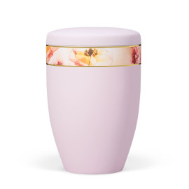 Naturstoffurne, Hellrosa, Dekorband: Floral Farblich