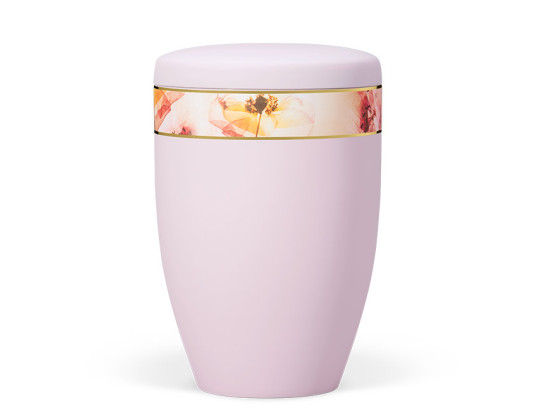 Naturstoffurne, Hellrosa, Dekorband: Floral Farblich