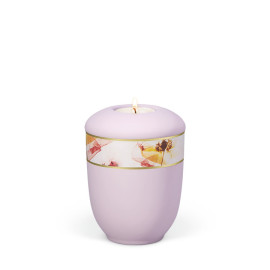 Keramik, Hellrosa Dekorband: Floral farblich Gedenkurne mit Teelicht