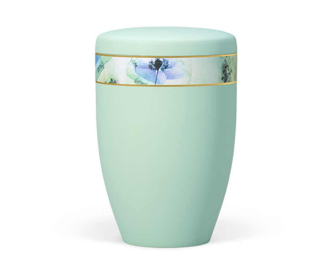Naturstoffurne, Mintgrün, Dekorband: Floral Farblich