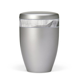 Naturstoffurne, Stahlgrau, Dekorband: Grau Strukturiert