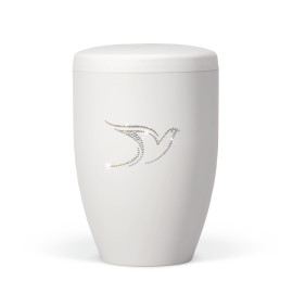 Naturstoffurne, Weiß-Matt Taube, Crystal Elements