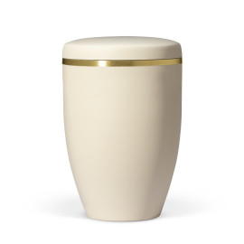 Naturstoffurne, Elfenbein-Beige Goldband gebürstet