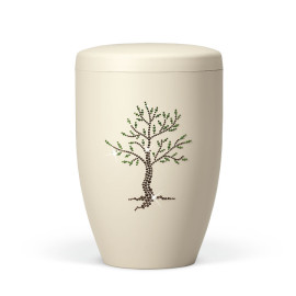 Naturstoffurne, Elfenbein-Beige Baum Natur, Crystal Elements