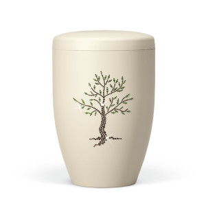 Naturstoffurne, Elfenbein-Beige Baum Natur, Crystal Elements