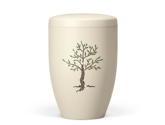 Naturstoffurne, Elfenbein-Beige Baum Natur, Crystal Elements