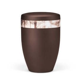 Naturstoffurne, Kastanienbraun Matt Dekor Wald Sepia Effekt