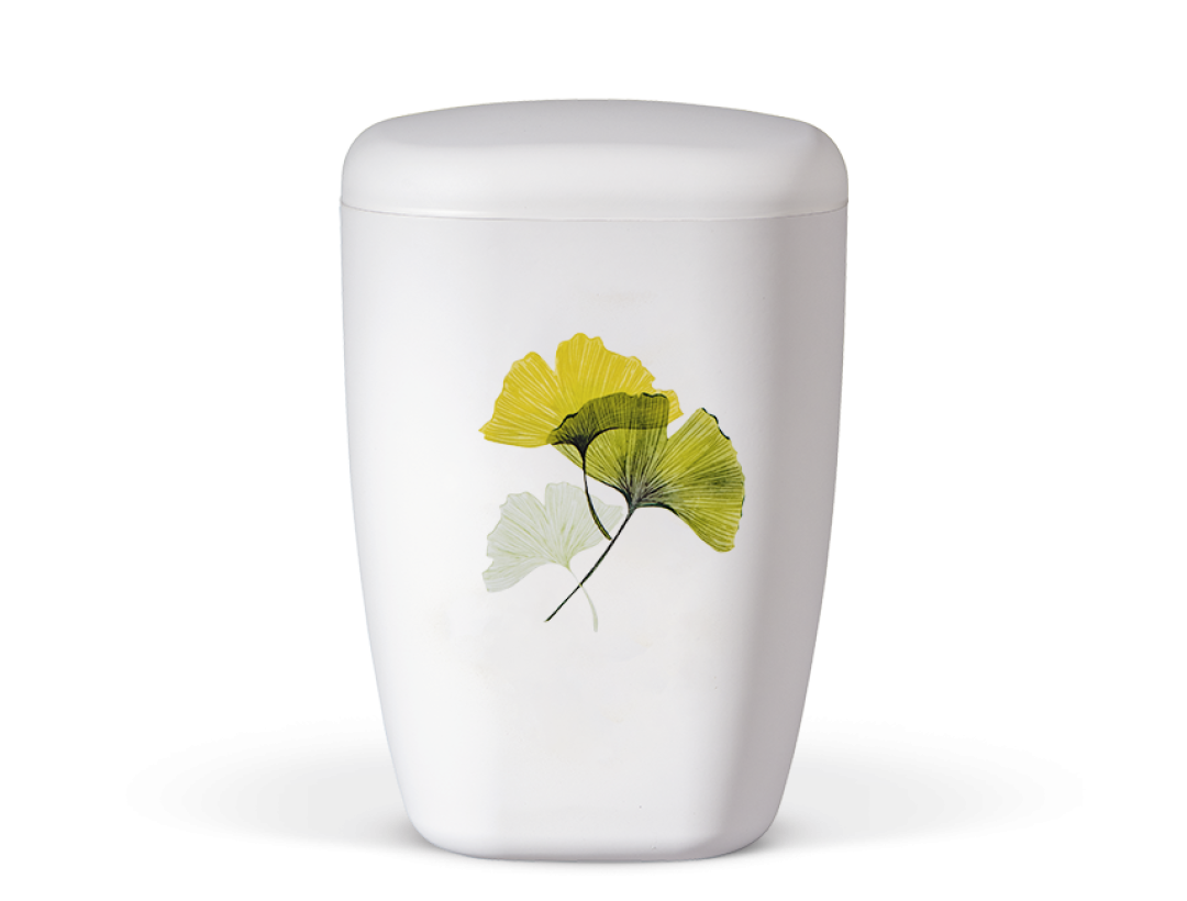 Naturstoffurne Weiß Matt, Gingko