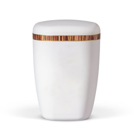 Naturstoffurne, Weiß-Matt, Dekorband Zebrano