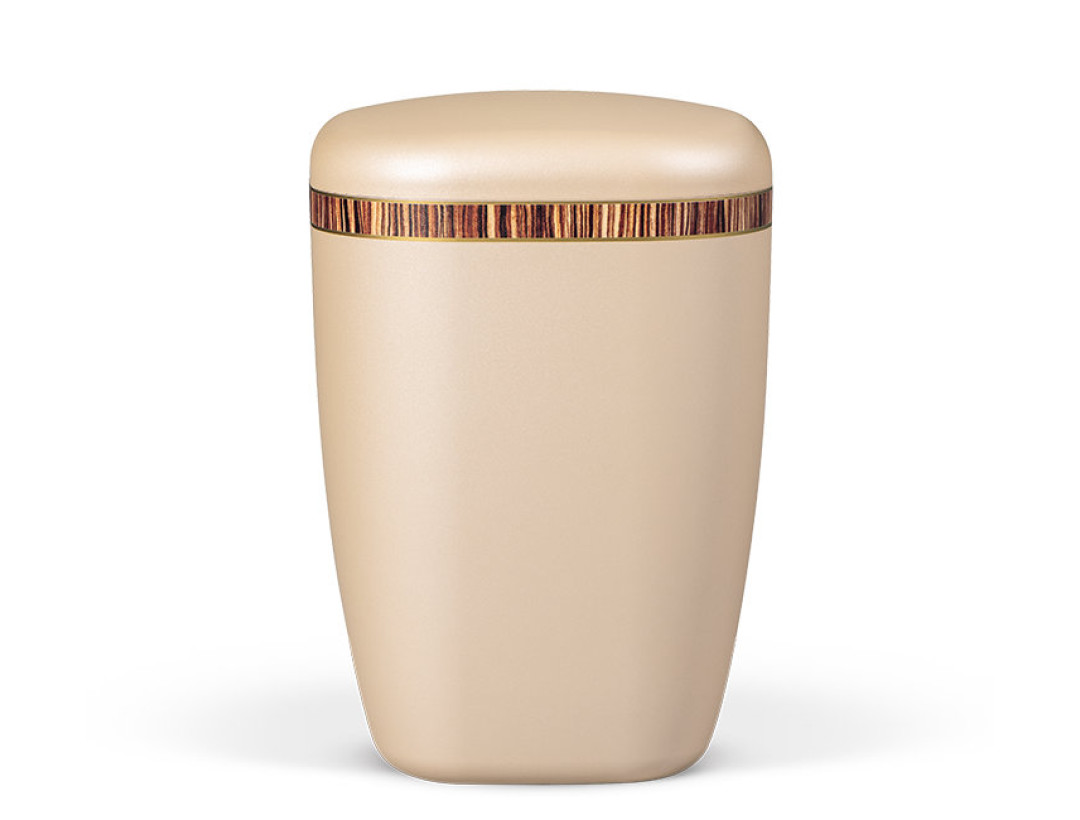 Naturstoffurne, Perlbeige Dekorband Holzoptik - ZEBRANO