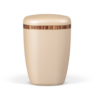 Naturstoffurne, Perlbeige Dekorband Holzoptik - ZEBRANO