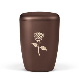 Naturstoffurne, Kastanienbraun Matt, Lasergravur Rose