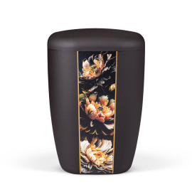 Naturstoffurne, Anthrazit Vel. Dekor Vertikal: Päonien Rosen