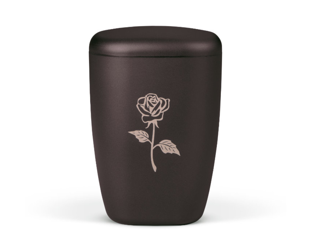Naturstoffurne, Anthrazit Vel. Lasergravur Rose