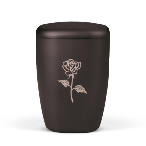 Naturstoffurne, Anthrazit Vel. Lasergravur Rose
