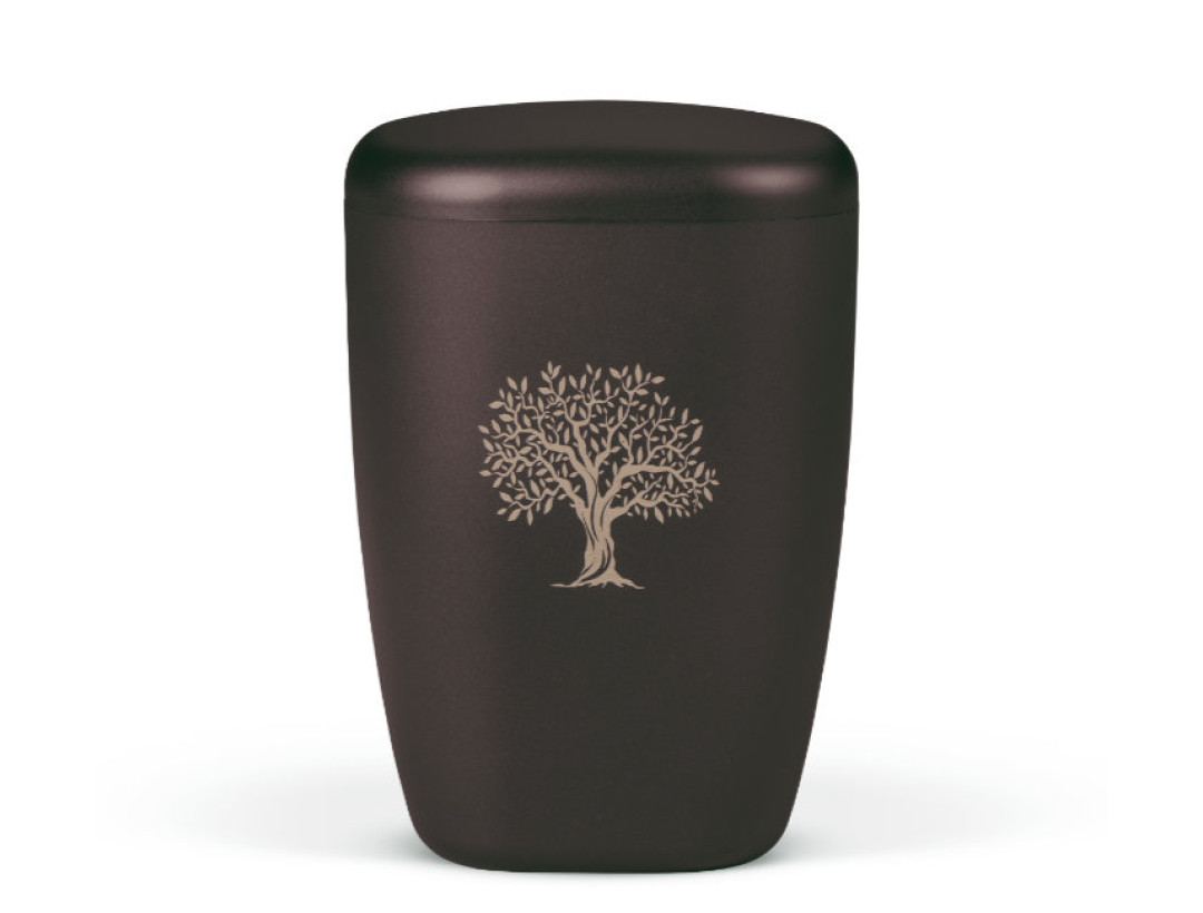 Naturstoffurne, Anthrazit Vel. Lasergravur  Lebensbaum