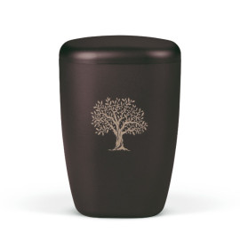 Naturstoffurne, Anthrazit Vel. Lasergravur  Lebensbaum