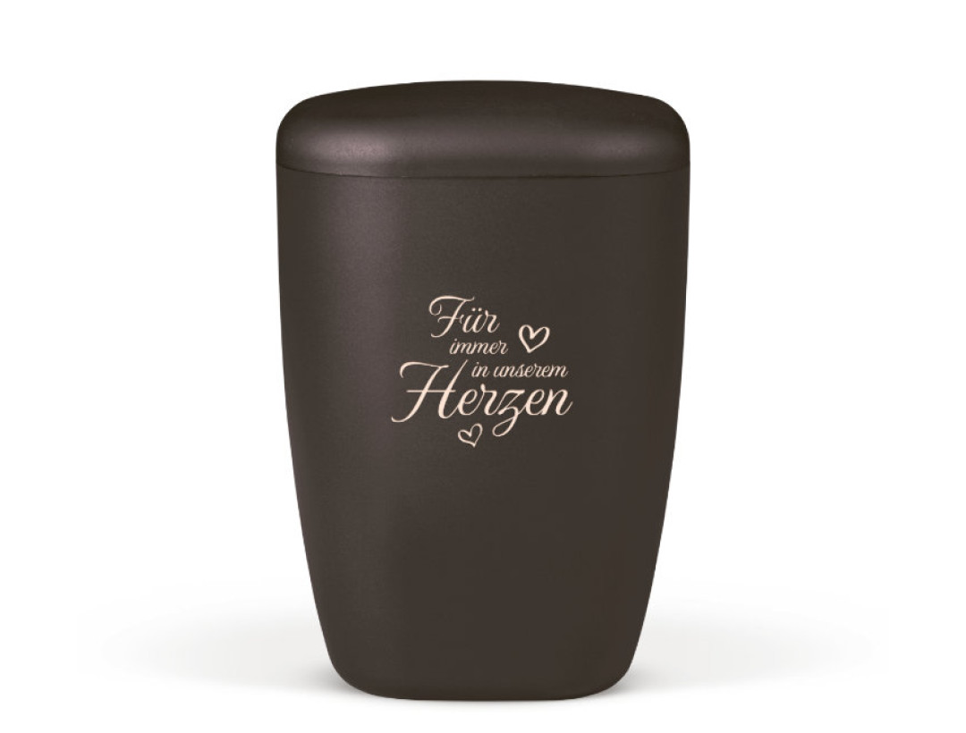 Naturstoffurne, Anthrazit Vel. Lasergravur Trauertext Für immer in unserem Herzen