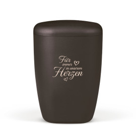 Naturstoffurne, Anthrazit Vel. Lasergravur Trauertext Für immer in unserem Herzen